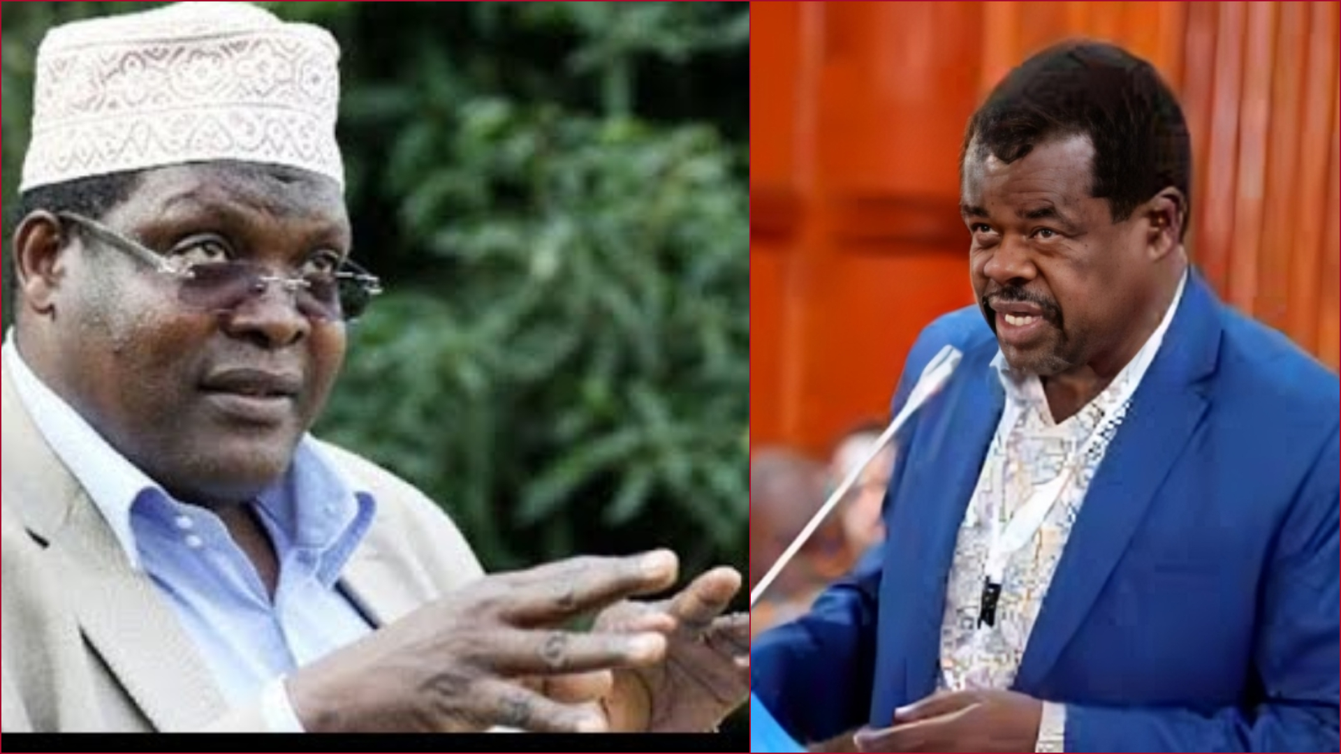 Collaged file images of lawyer Miguna Miguna and activist Okiya Omtatah.